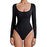 Avidlove Bodysuits for Women Long Sleeve Body Suits Womens Scoop Neck Bodysuit Double Lined Tops