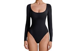 Avidlove Bodysuits for Women Long Sleeve Body Suits Womens Scoop Neck Bodysuit Double Lined Tops