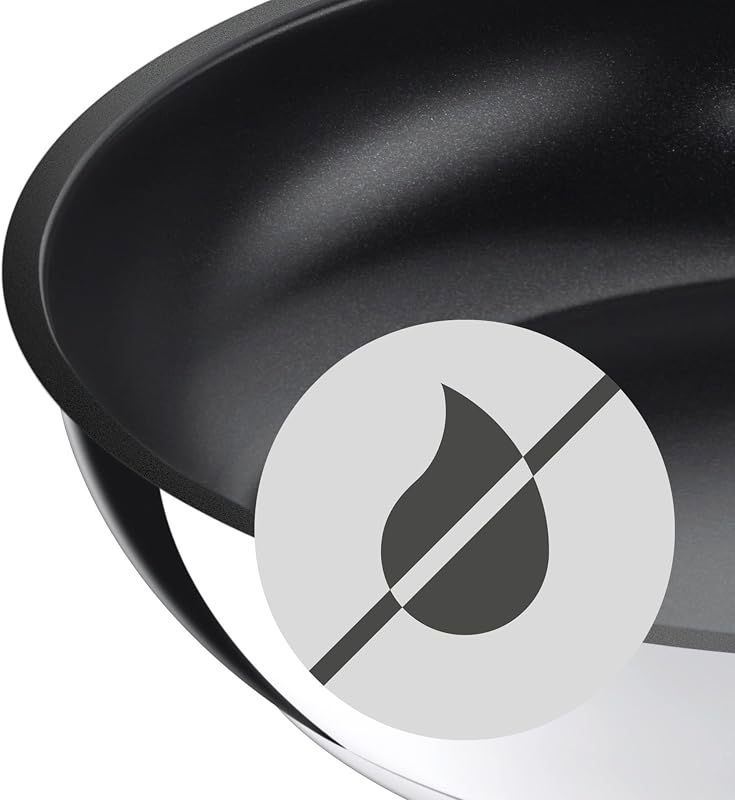 Wmf conjunto de 2 frigideiras antiaderentes devil, 20 e 28 cm, aço inoxidável e revestimento antiaderente para todos os tipos de fogões incluindo indução, sem pfoa, preto