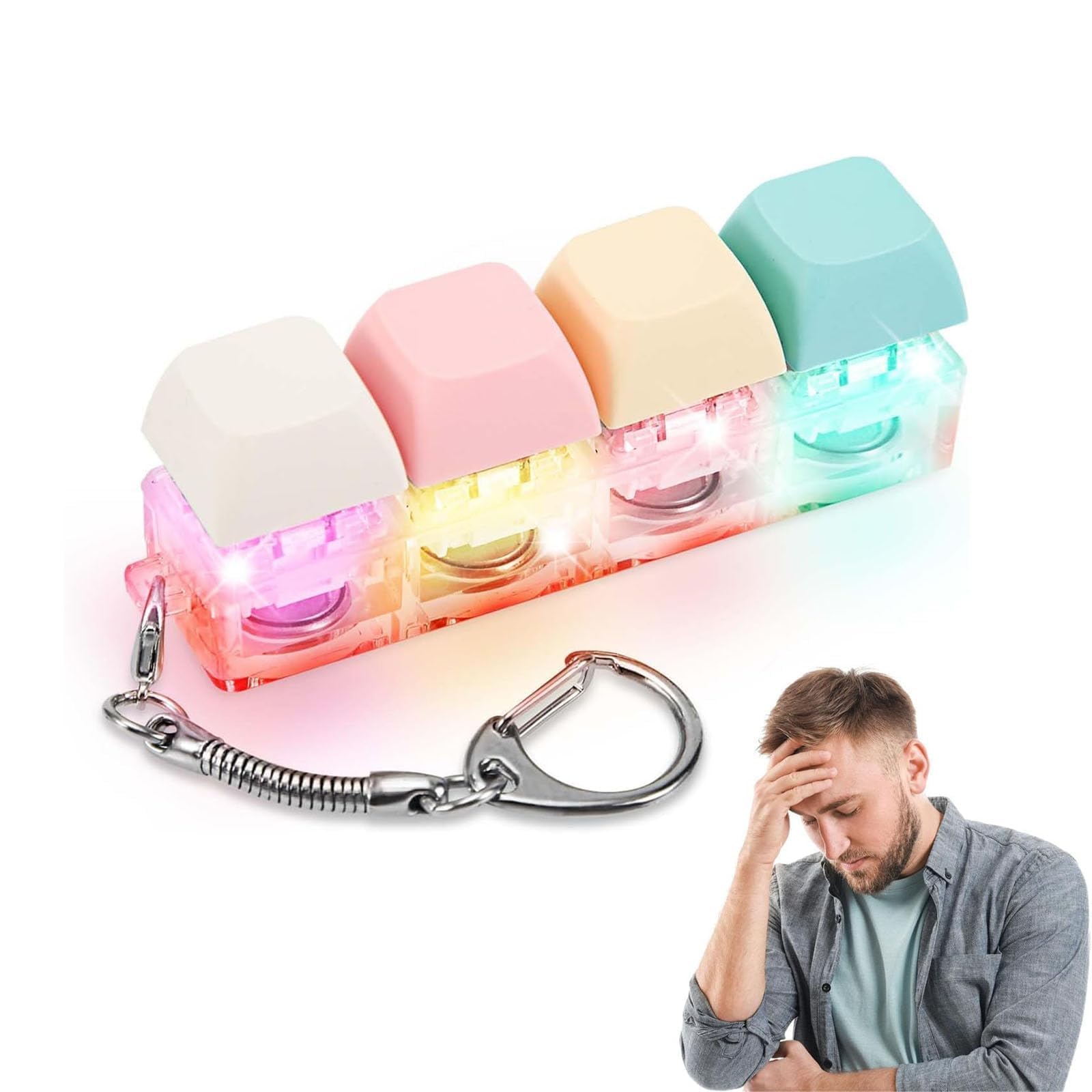 Keyboard Fidget Toy With Button Sensory Keychain - Stress Relief and Time Decompression Gift for Boys and Girls