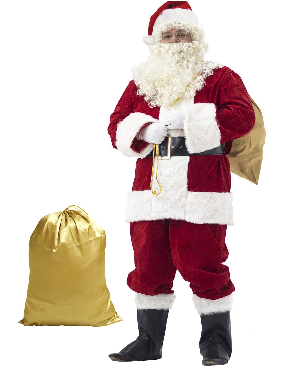 Ahititi Deluxe Santa Claus Costume, Adult 10 Pieces, Red, 3XL