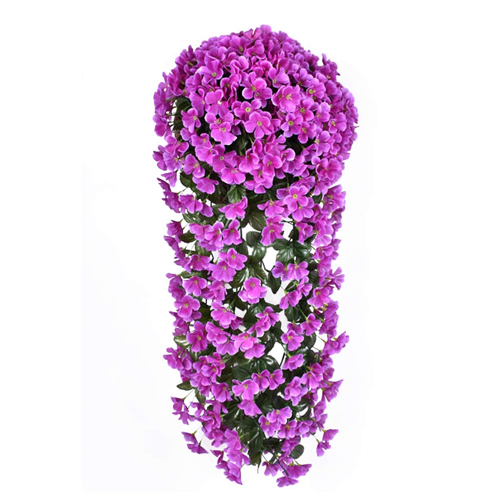 RemeeHi Artificial Flower Wisteria Basket Hanging Flowers Violet Simulation Vine Wedding Home Decoration 5petals Amaranth