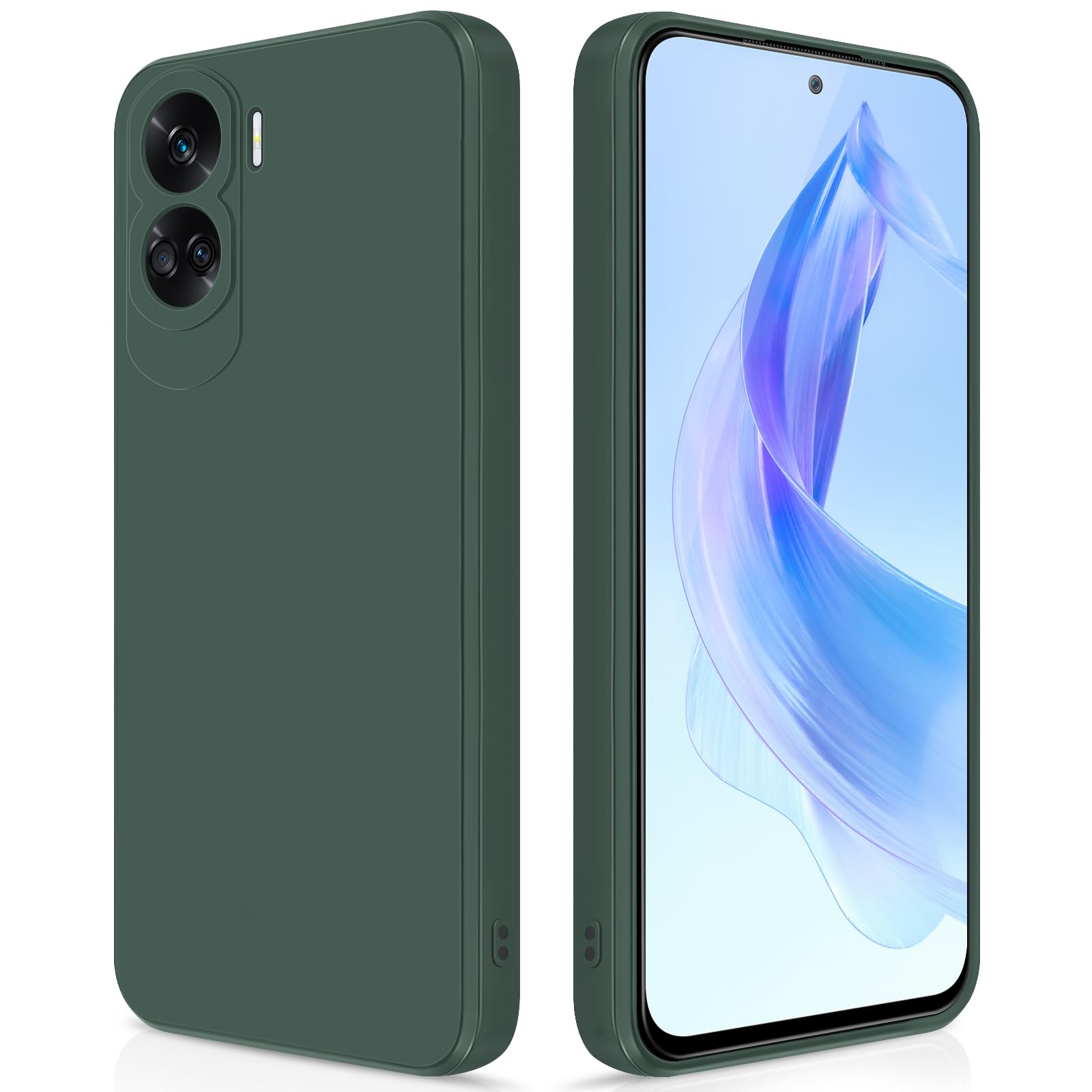 GiiYoon Case Compatible with Honor 90 Lite 5G, Silky-Soft Touch Full-Body Protective Phone Silicone Case, Shockproof Cover with Microfiber Lining, Green — image 1