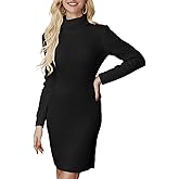 YIQ8 Women's Oversized Sweater Dress Turtleneck Long Sleeve Pullover Long Knit Sweater Mini Dress Trendy Outfits Spring