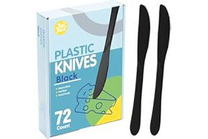 TONFORD Premium Black Plastic Knives - Heavy Duty & Heat Resistant Disposable Cutlery for Parties, Picnics, and Everyday Use - 72 Count