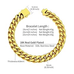 Gold Miami Cuban Link Chain Bracelet Mens Fashion