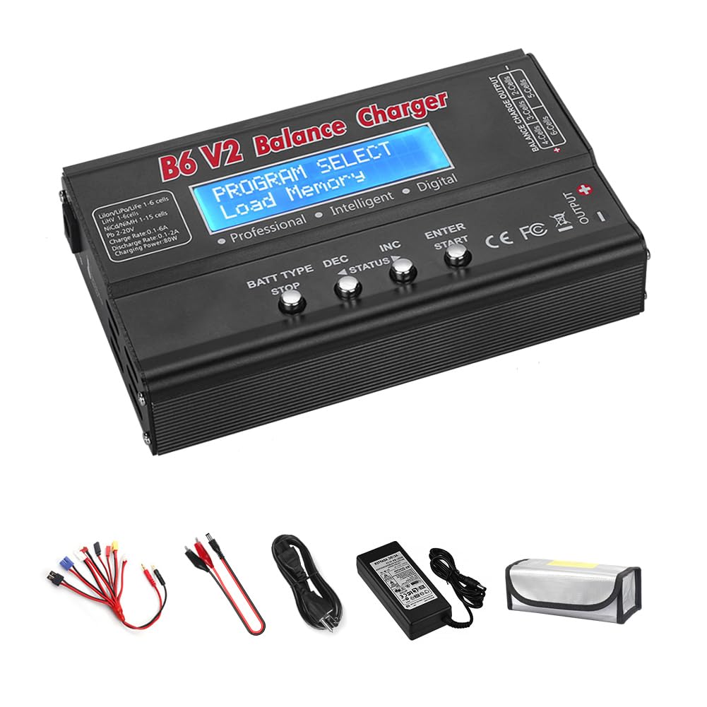 Lipo Battery Charger,RC Car Charger 1S-6S Lipo Balance Fast Charger Discharger for LiPo/Li-ion/Life Battery(1-6s) NiMH/NiCd (1-15s) C6S RC Battery Charger