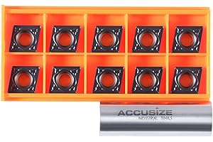 Accusize Industrial Tools Carbide Inserts Cvd Coating Ccmt 432 Black/Yellow, 10 Pcs/Package, 2200-1020x10