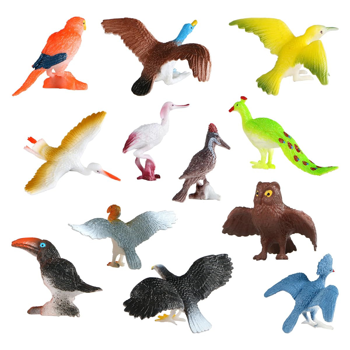 WANGCL 12 pcs Mini Bird Figurines Miniature Birds Playset Kids Educational Toys for Fairy Garden Home Decor