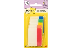 Post-it Tabs, 2 in, Solid, Assorted Colors, 6 Tabs/Color, 5 Colors, 30 Tabs/Pack (686-ROYGB)