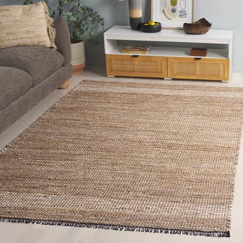 SAFAVIEH Cape Cod Collection Accent Rug - 4' x 6', Beige, Handmade Denim & Jute…