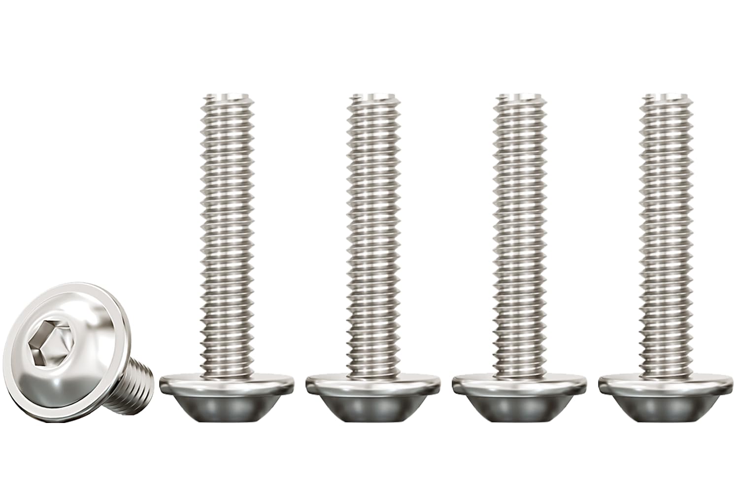 Drenky 50 Pcs 304 Stainless Steel M4 X 25mm Pan Head Screws - Fully Thread Machine Bolts With Flat, Flanged Button, Rounded Heads - Rustproof M4 Thread Size