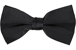 Men's Poly Satin Clip On Bow Ties (Black)
