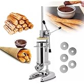 NYMFEA Commercial Manual Churro Maker - Stainless Steel Spanish Churrera Machine with 5 Molds, Latin Fruit Donut Machine, Manual Sausage Filler Machine for Restaurants and Bakeries,2L
