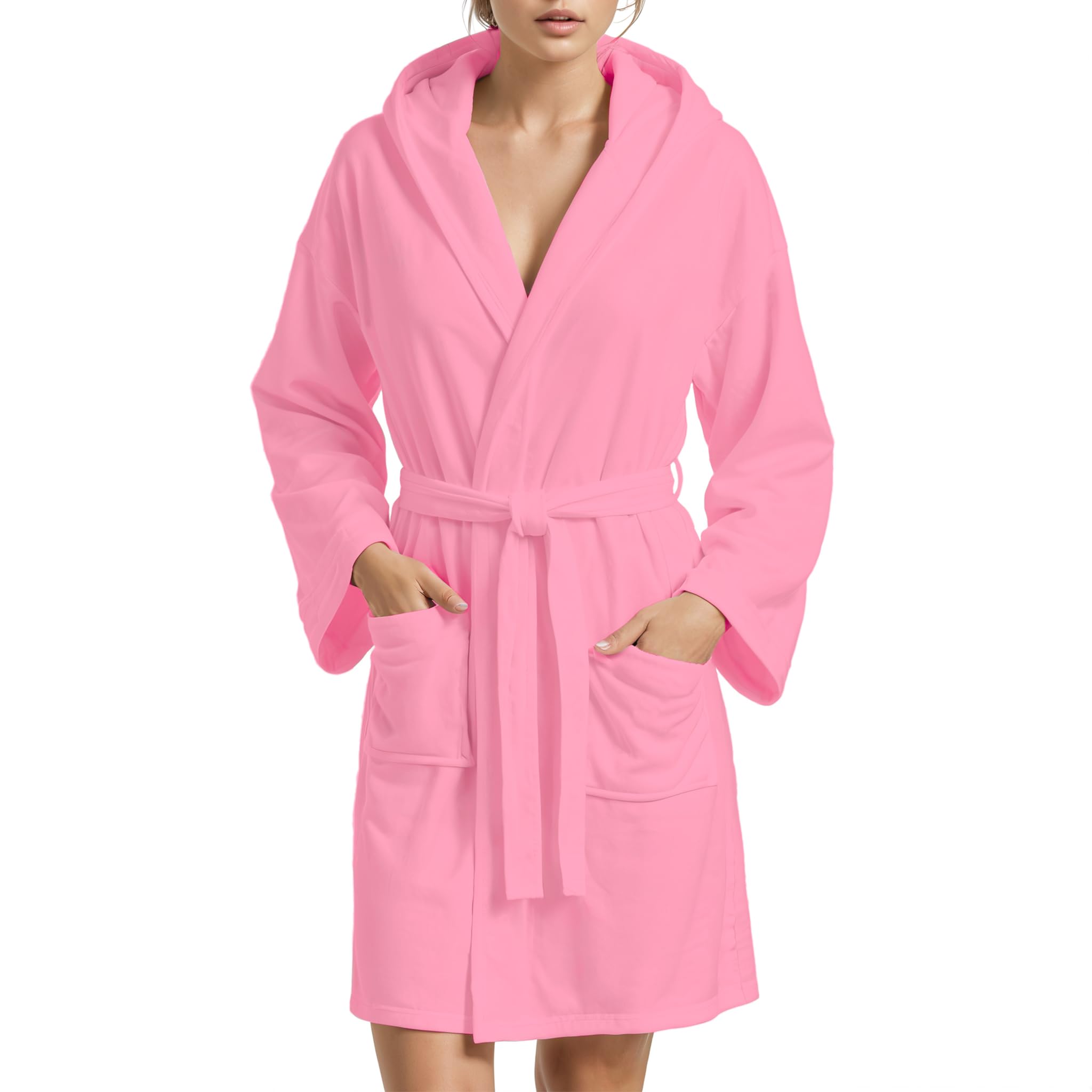 PETTI Artigiani Italiani Unisex, Hooded Microfiber Bathrobe, 100% Made in Italy, Microfibre, Pink, S