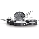 Calphalon Classic Oil-Infused Ceramic PTFE and PFOA Free Cookware, 11-Piece Pots and Pans Set, Dark Gray