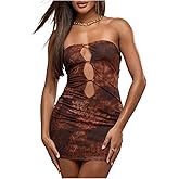 Milumia Women's Tie Dye Cut Out Mini Tube Dress Sexy Bodycon Strapless Mesh Dresses