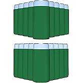 PartyPrints 25 Pack Kelly Green Blank Slim Can Cooler Sleeves | Plain Seltzer Customizable Bulk Coolers for Beer Bottles & 12oz Tall Cans | Skinny Collapsible Drink Insulated Sleeve