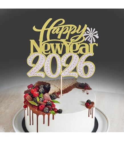 2026 Happy New Year Cake Topper – Glittery Welcome Sign For Cakes, Cupcakes & Desserts | New Year Party Decor - View #9