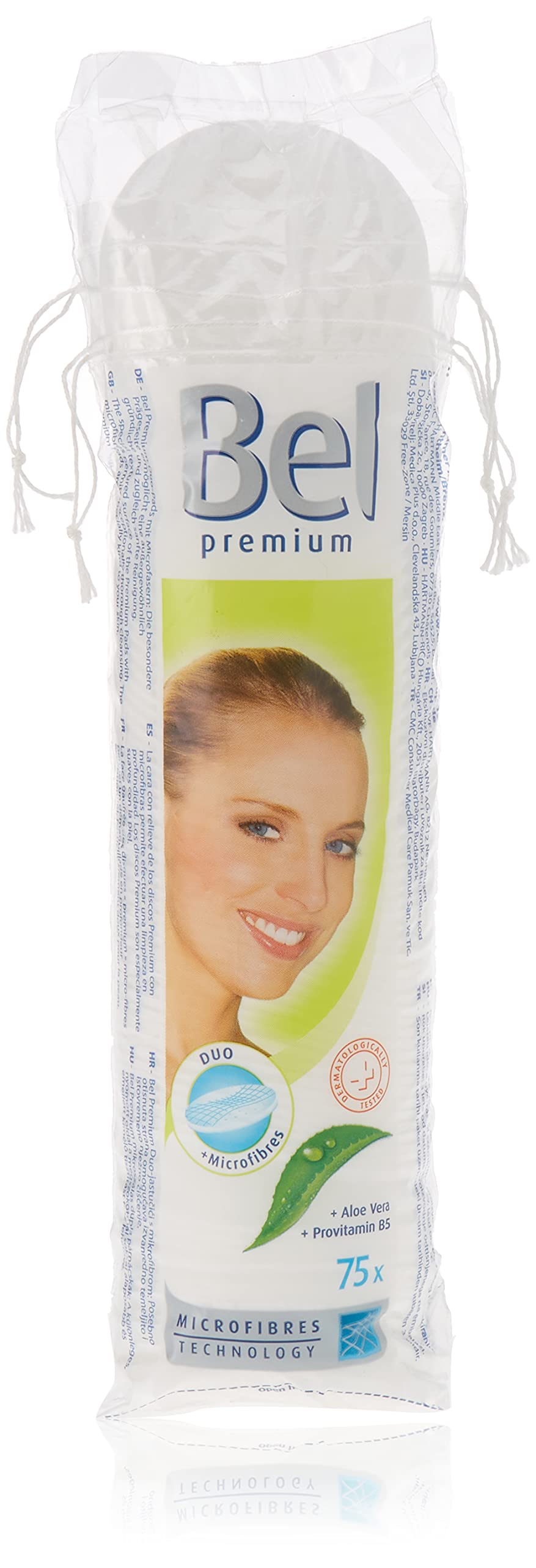 Bel Premium Pads with Aloe Vera/Provitamin B5, Small Round, Pack of 75, Flower Embossing