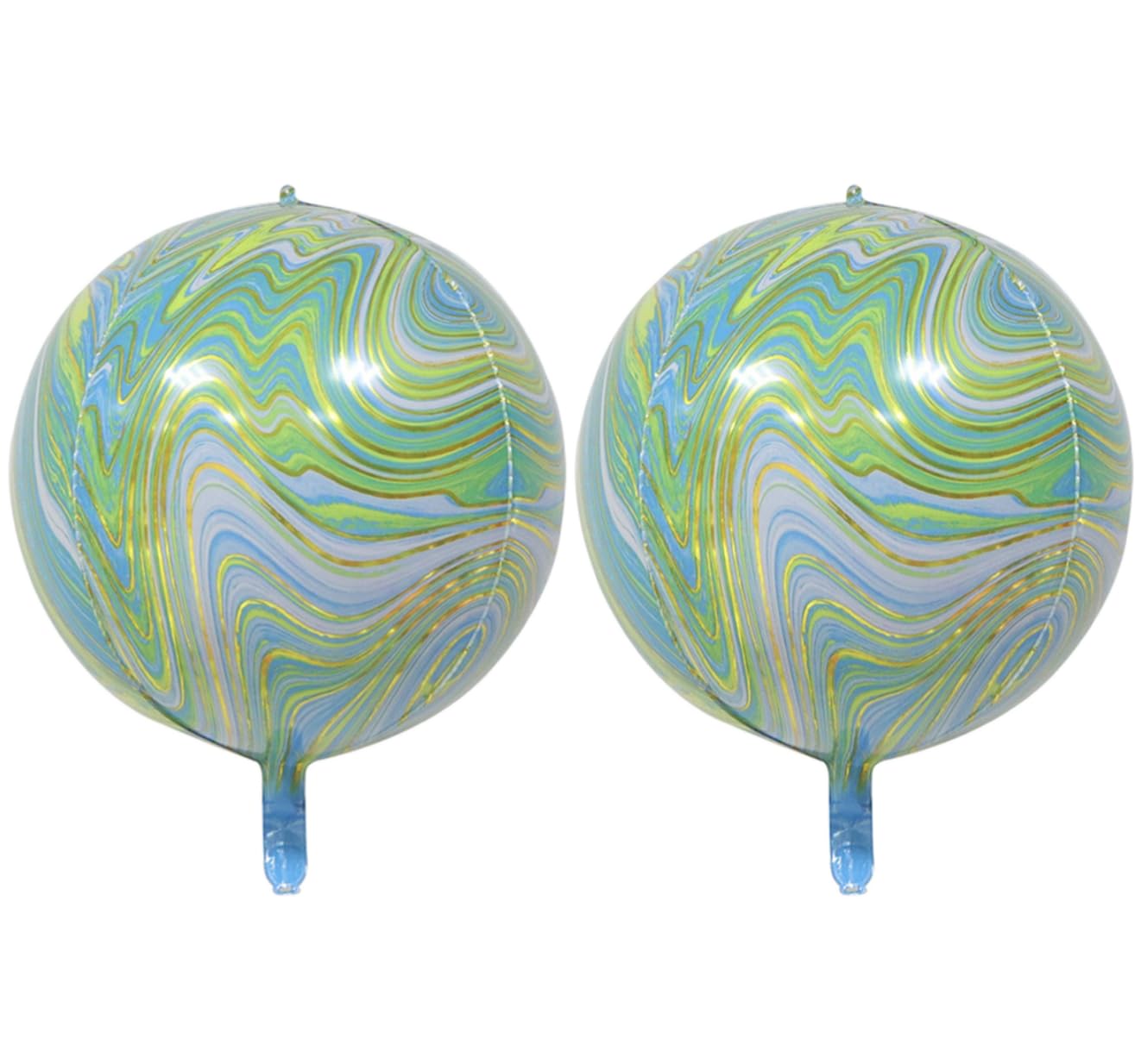 Green Gold 4D Marble Sphere Foil Balloon, 55cm (2 pack)
