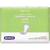 Amazon Basics Incontinence Pads for Women, Postpartum Pads, Bladder Control, Overnight Absorbency, Fresh Protection, Unscented, 30 Count