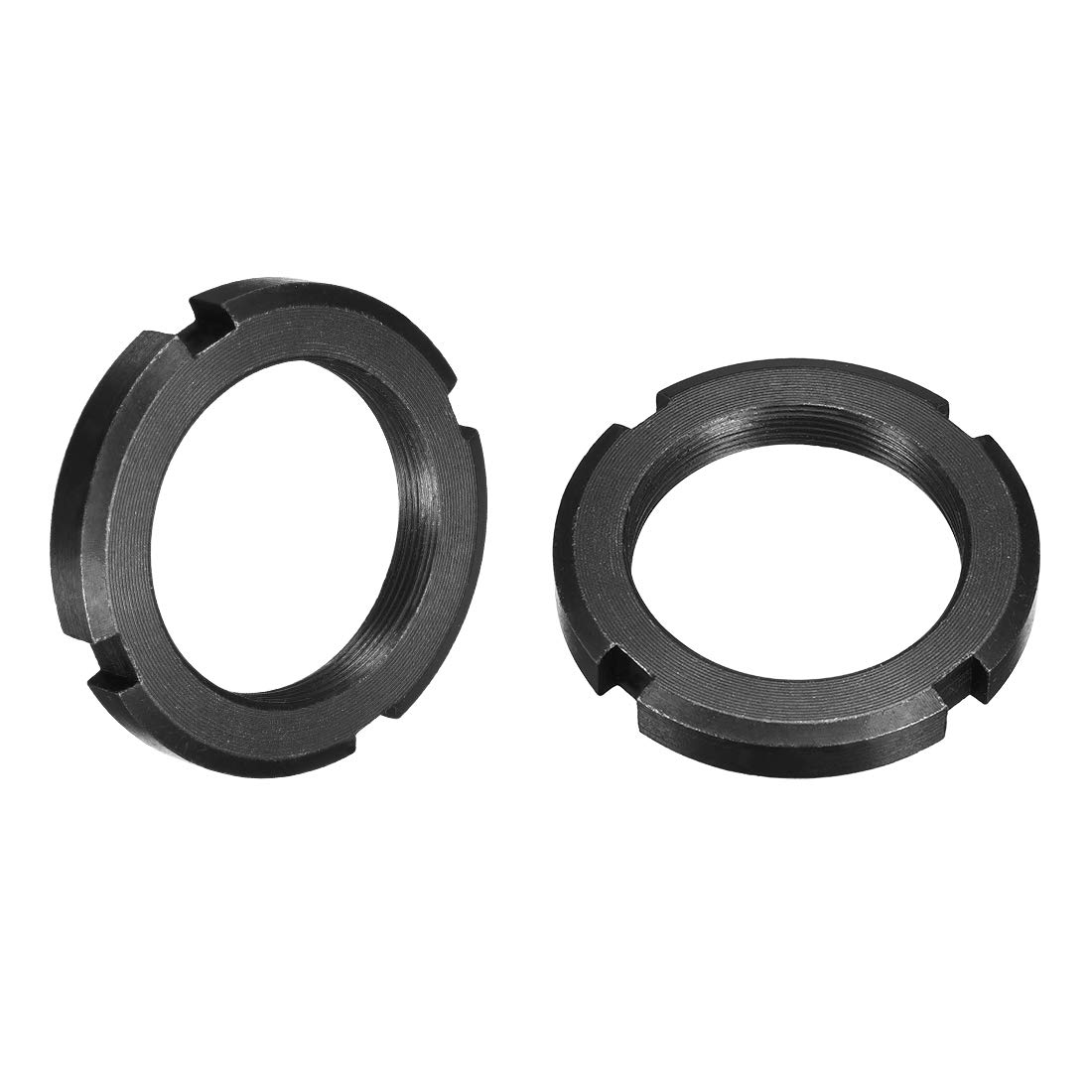 uxcell M56x2.0mm Fine Pitch Thread Retaining Four-Slot Slotted Round Nut, 2Pcs Carbon Steel Round Lock Nut for Various Rolling Bearings, Industrial Field, Black