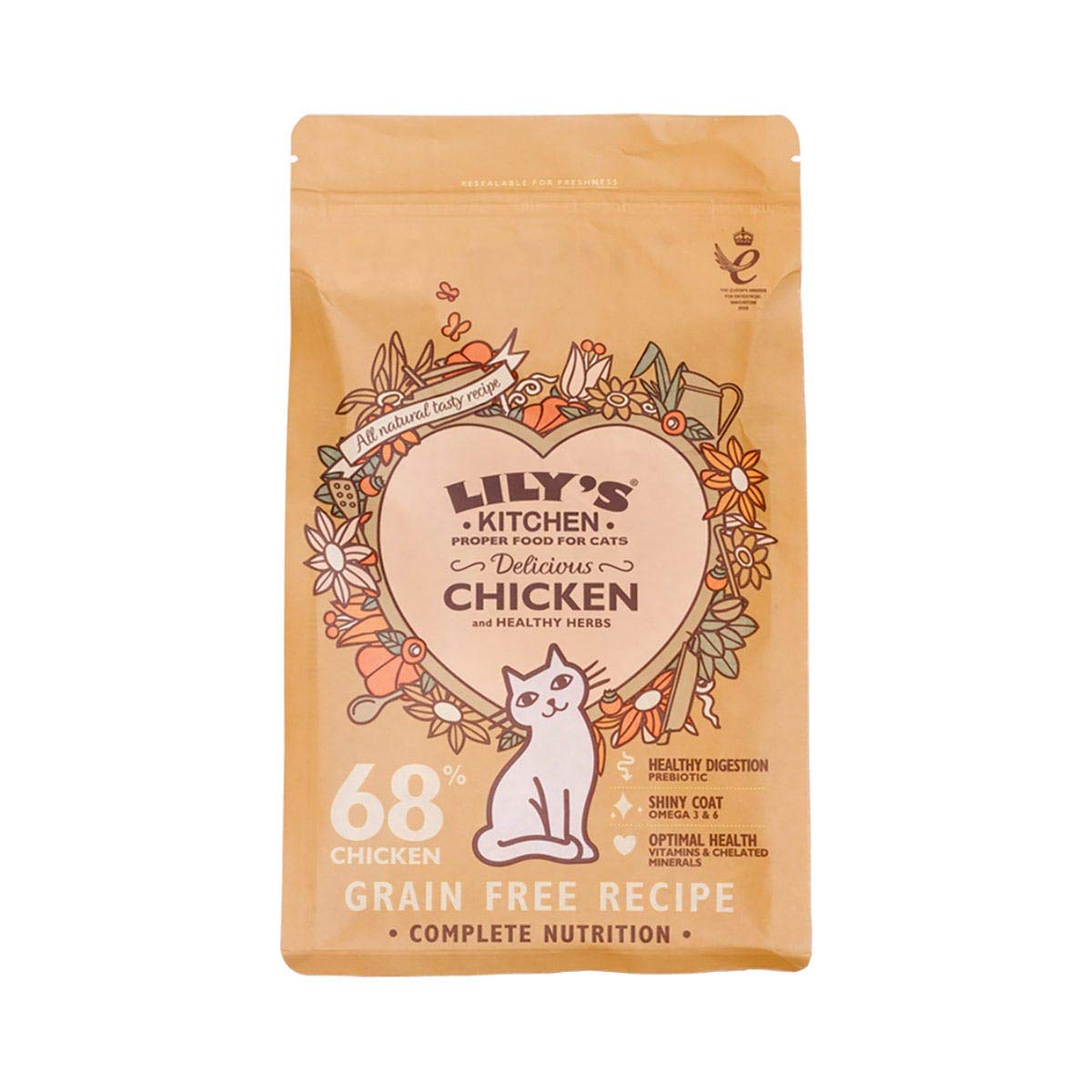 Lily's Kitchen Adult Delicious Chicken and Healthy Herbs Dry Complete Cat Food, 800g