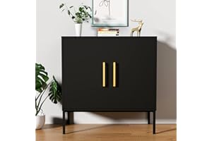 CARPETNAL Siedeboard Buffet Cabinet, Black Side Storage Cabinet with Doors and Adjustable Shelves, Accent Cabinet for Kitchen, Living Room, Dining Room, Office, Hallway, Entryway