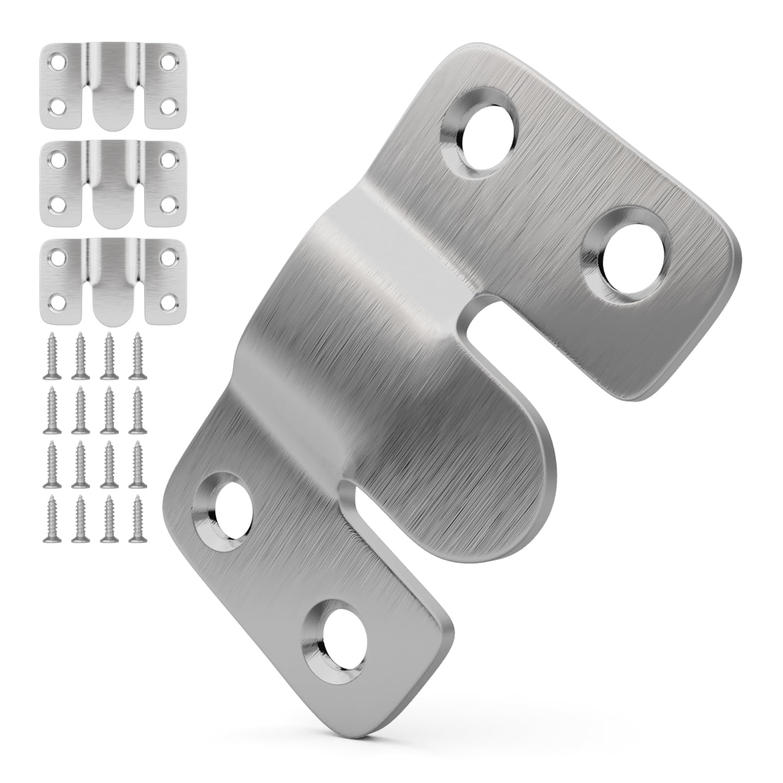 Photo 1 of 4PCS French Cleat Hanger, Interlocking Picture Hanging Tool Kit, Stainless Steel Mirror Hang Hardware, Flush Wall Mount Bracket, Buckle Hook for Art Frame (4 Holes)