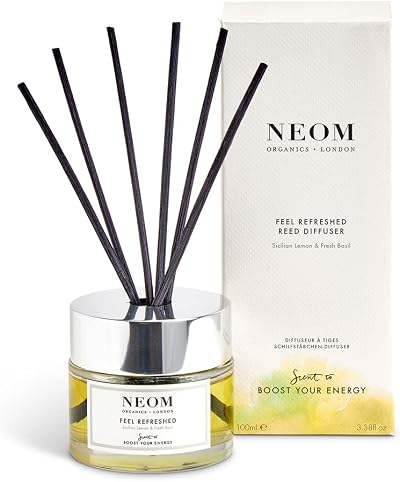 NEOM Feel Refreshed Reed Diffuser 100ml Lemon Basil Essential Oil Aromatherapy