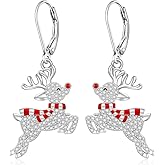 Christmas Reindeer Earrings Christmas Earrings for Women Dangling Sterling Silver Deer Jewelry Dangle Studs Holiday Merry Xmas Gifts