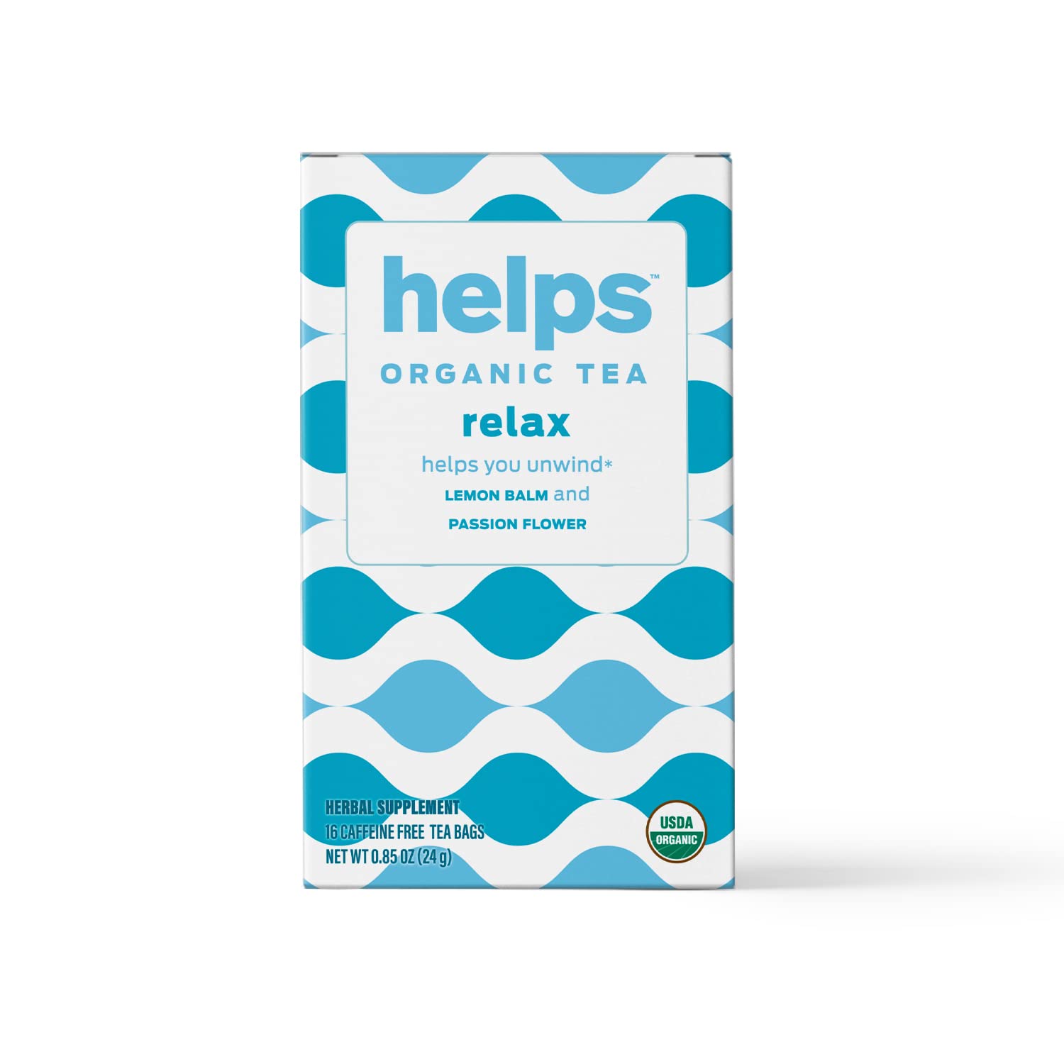 HELPS TEAS | Helps Relax Tea | Relaxing Organic herbal blend of Lemon Balm and Passionflower. Fights Anxiety To Rest Better and Helps You Unwind | 16 Tea Bags |