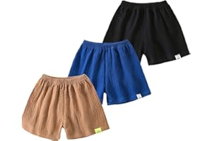 Fhowoh Toddler Baby Boys Girls Shorts 3-Pack Cotton Gauze Shorts Summer Casual Shorts Kids Solid Short Pants