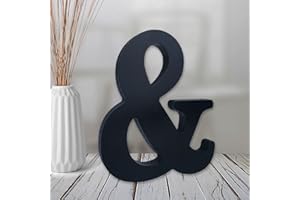AOCEAN 6 inch Black Wood Letters Unfinished Wood Letters for Wall Decor Decorative Standing Letters Slices Sign Board Decoration for Craft Home Party Projects (&)