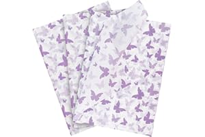 ETHANBERG 60 Sheets Gift Wrapping Tissue Paper Bulk, Purple Butterfly Print Tissue Paper for Gift Bags, Decorative Art Papers for DIY Crafts Wedding Birthday Baby Showers Holiday Party Decor, 20x14 Inches