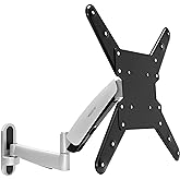 Mount-It! Full Motion Gas Spring TV Wall Mount for 25&ndash;55 Inch LED LCD OLED Flat Screen TVs | Height Adjustable 13.5&rdquo; Articulating Arm | VESA 100x100 to 400x400 | 44 lb Capacity | Single Stud | Silver