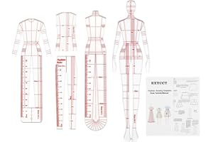 EXTCCT 4 Models Fashion Illustration Rulers, Fashion Sketching Templates Ruler, Fashion Sketching Ruler Sewing Humanoid Patterns Design, Clothing Measuring French Curve Rulers A4 Pattern Paper Draft Drawings