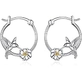 CRMAD Highland Cow/Hummingbird/Ladybug/Duck/Capybara/Rabbit/Seal/Crocodiles/Penduin Earrings for Women Sterling Silver Animal Jewelry