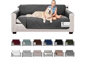 Sofa Shield Couch Slip Cover with Patented Strap, Cushion Protector, US Designed Reversible Stain and Dog Tear Resistant Slipcover, 70 inch Seat, Washable Covers for Dogs Pets Kids, Charcoal