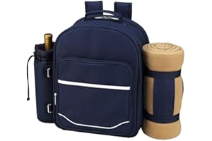 Picnic at Ascot Original Equipped 2 Person Picnic Backpack with Cooler, Insulated Wine Holder & Blanket - Designed & Assembled in the USA