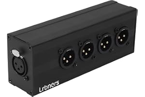 Lrbners 4-Way XLR Stereo Audio Splitter, 1 Female to 4 Male Balanced Audio Converter, 1 in 4 Out 4-Channel Splitter Box