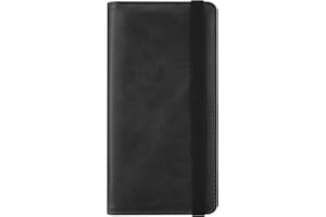 HOTCOOL Checkbook Cover with Elastic Band - Premium Leather Clear PVC Divider Durable, Compact, and Multi-Functional Holder Wallet Case for Man and Woman, Cowboy Black