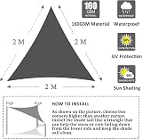 HEYOMART Sun Shade Sail Triangle 2x2x2m UV 98% Water-Resistant Grey view 2