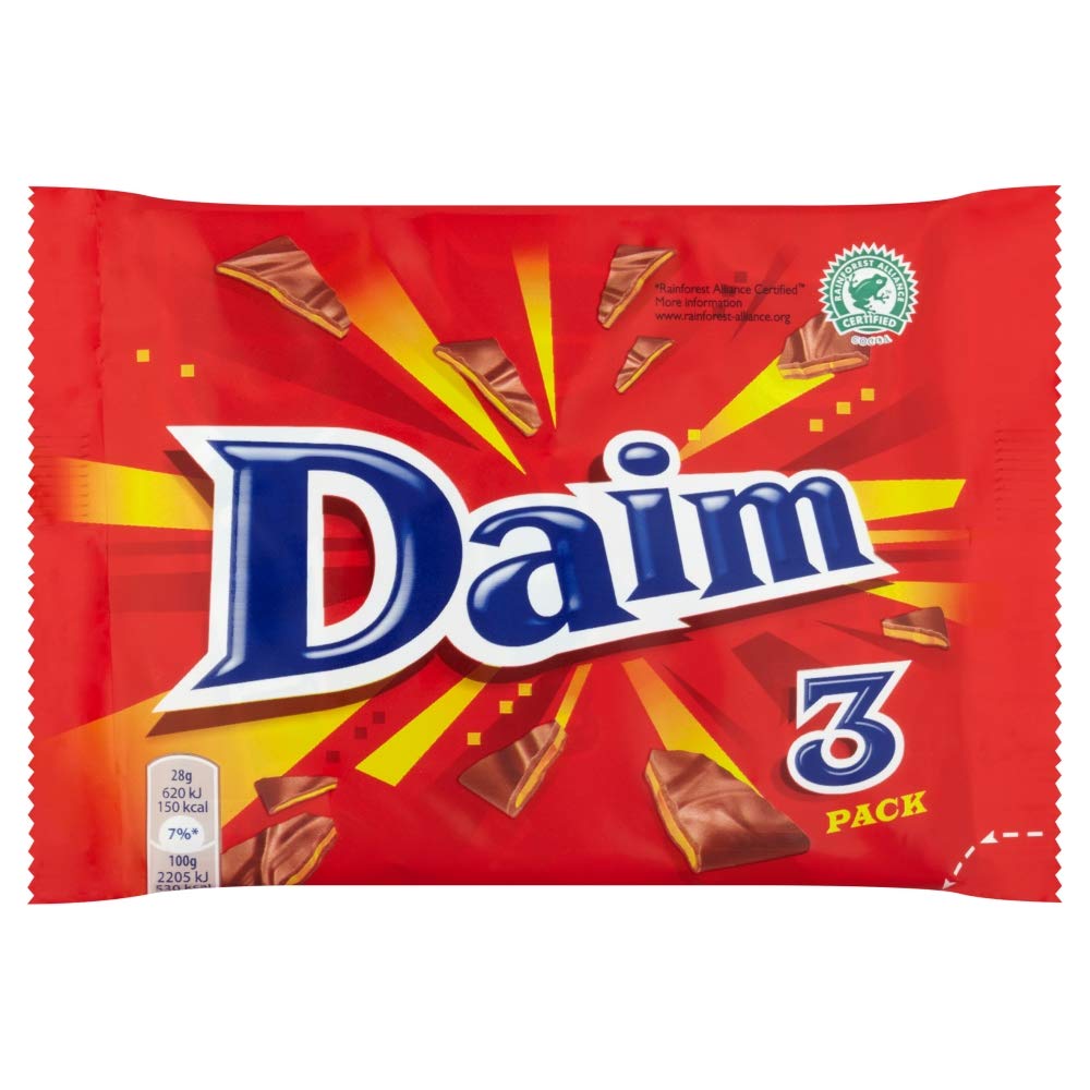Daim Chocolate Bar Multipack, Crunchy Almond Caramel Covered in Milk Chocolate, Multipack 84 g (3 x 28 g)