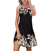 ETCYY Summer Dresses for Women 2026 Trendy Boho Floral Print Beach Cover Up Casual Spring Sleeveless Sundresses
