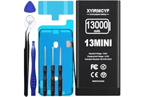 XYIRMCYF 13000mAh Super Capacity Battery Compatible with iPhone 13 Mini, 0 Cycle Li-Polymer Replacement Battery for iPhone 13 Mini, with Professional Repair Tool Kit