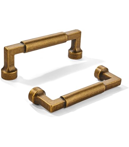 6 Pack 3-Inch Burnished Brass Cabinet Drawer Handles - Zinc Alloy European-Style Hardware For Kitchen, Bathroom & Furniture