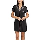BCBGMAXAZRIA womens Short Sleeve Notch Nightshirt
