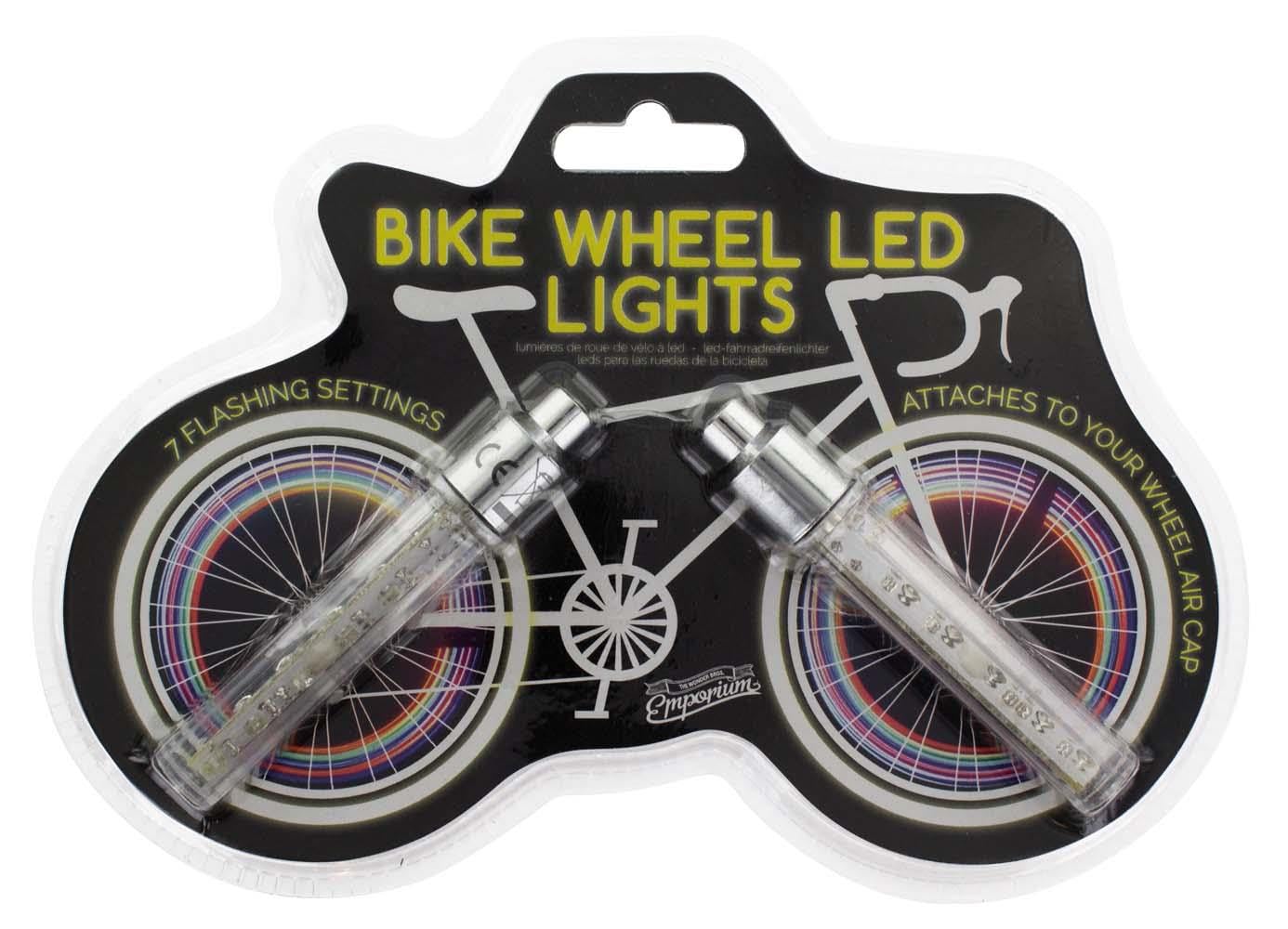 Bike Wheel LED Lights - Set of Two Colourful Easy Install Air Cap Cover Lights, 7 Flashing Settings, Bicycle Decoration Safey and Warning at Night, Gift for Cyclists | Paladone